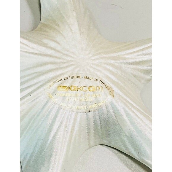 Akcam Turkish Glass 4 NEW Starfish Dishes / Plates Pearlescent White Star Fish - Picture 5 of 7